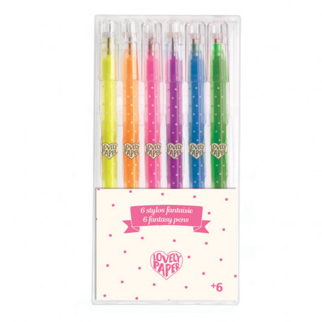 6 neon gel pens - Stationery page Djeco