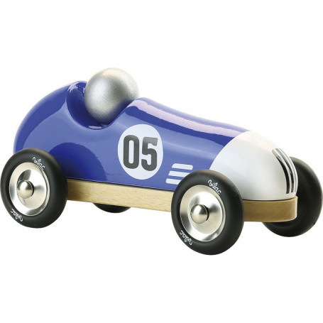 Voiture vintage sport bleu et blanc 20cm