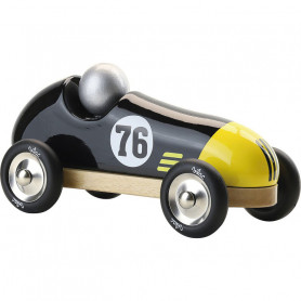 Voiture vintage sport noir/jaune 20cm