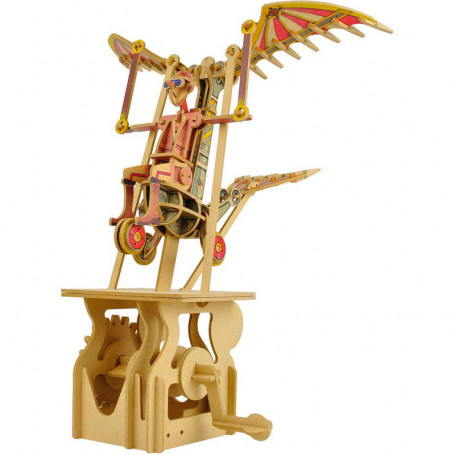 A moving mechanical wooden automata - Icare