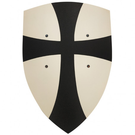 Black & White Wooden Crusader Shield 36x50cm