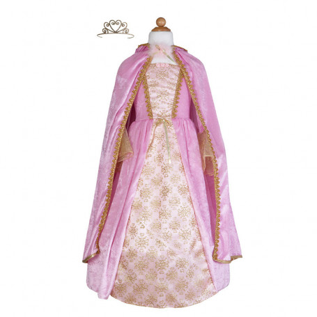 Robe de princesse rose avec cape et couronne