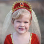 Royal Veil with ruby red tiara - Girl's disguise accessory