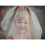 Royal Veil with ruby red tiara - Girl's disguise accessory