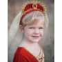 Royal Veil with ruby red tiara - Girl's disguise accessory