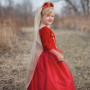 Royal Veil with ruby red tiara - Girl's disguise accessory