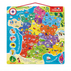 Puzzle carte de France magnétique en bois