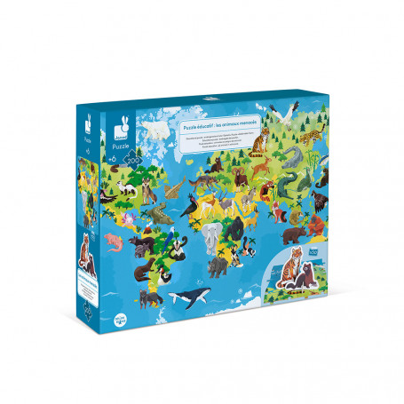 Puzzle éducatif géant Les Animaux Menacés 200 pcs