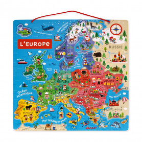 Puzzle carte d'Europe magnétique en bois