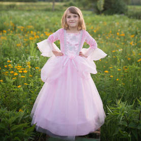Robe de princesse rose et argent, robe et cape - 5/7 ans - Edition limitée