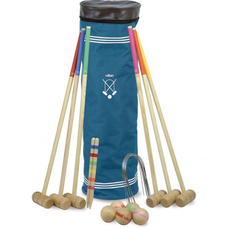 Croquet 6 joueurs avec son sac bleu - maillets en taille adulte