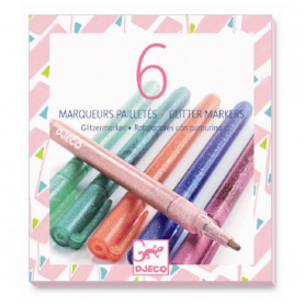 6 marqueurs pailletés sweet - Djeco