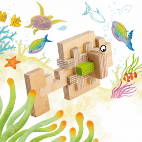 Jeu de construction en bois POISSON