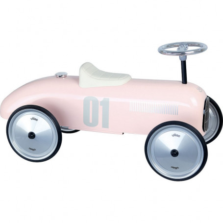 Porteur voiture métal vintage rose tendre