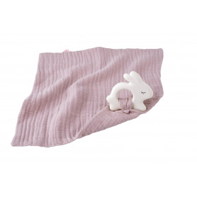 Rubber rabbit with towel pale rose