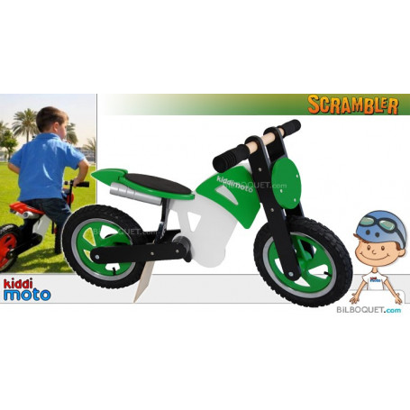 Scrambler Green/Black/White Moto en bois pour les enfants