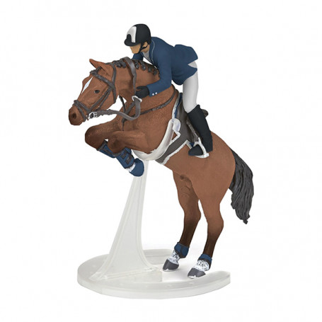 Cheval de saut d'obstacle et son cavalier - Figurine Papo