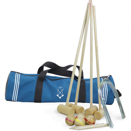 Croquet 4 joueurs avec son sac de transport bleu- maillet taille enfant