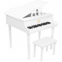 White grand piano with sheet music