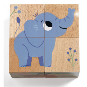 Wild & Co - Puzzle-cube en bois 4 pièces