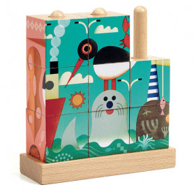 Puzz-Up Sea 9 pieces - Wooden puzzle cubes