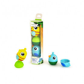 Tube 2 forest animals + 1 pearl - Blue bird assortment