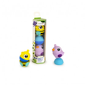 Tube 2 forest animals + 1 pearl - Lavender bird assortment