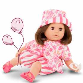 Cozy Girl Bather Aquini 33 cm with pink and striped floral outfit