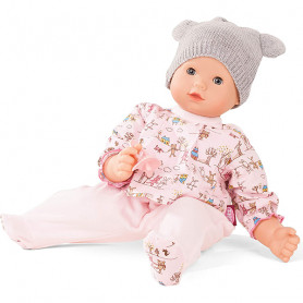 Maxy Muffin 42cm baby doll dressed in pink pajamas and gray hat