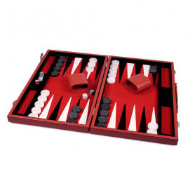 Backgammon Prestige red 46 cm (Imitation leather)