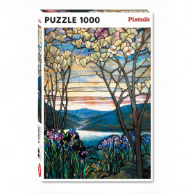Puzzle 1000 pieces Tiffany - Magnolias and Irises