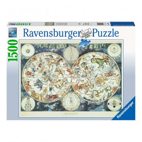 Puzzle 1500 pièces - Mappemonde animaux fantastiques
