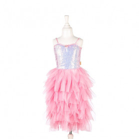 Silver Louise dress with pink ruffle - Girl costume