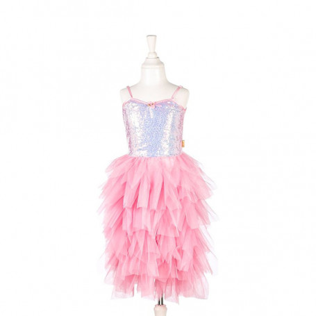 Silver Louise dress with pink ruffle - Girl costume