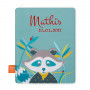 Health book cover with embroidered first name - Raccoon