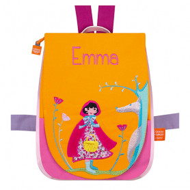 Back bag with embroidered first name - Red Riding Hood