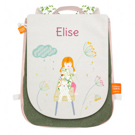 Backpack with embroidered first name - The girl and the rabbit