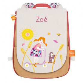 Backpack with embroidered first name - The girl and the scooter