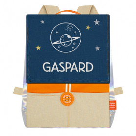 Backpack with embroidered first name Saturn - Orange et Gauloise