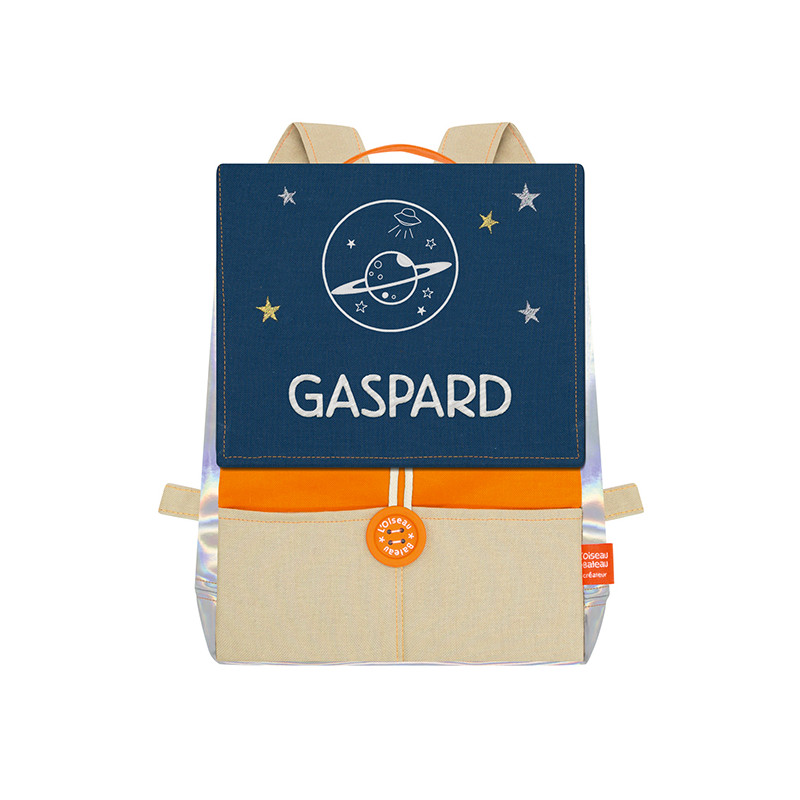 Sac ?� dos Saturne avec pr?�nom brod?� - Orange et Gauloise