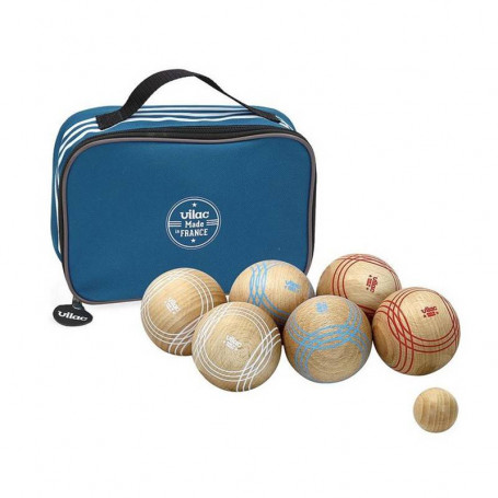 petanque game with its blue carrying bag