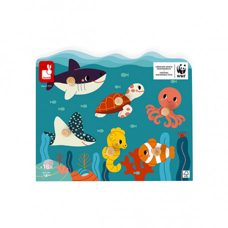 Marine Animals Wooden Pin Puzzle - In partnership with WWF®