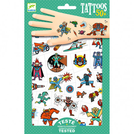 Tatouages éphémères pour enfants - Héros vs Vilains