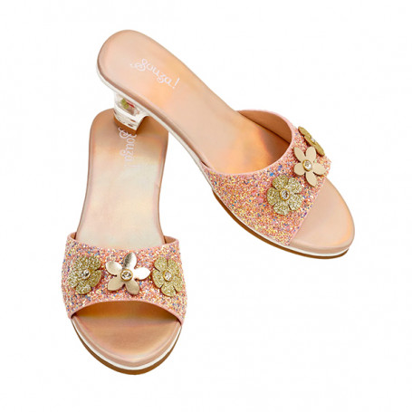 Clarisse Glitter Mules - Metallic Salmon