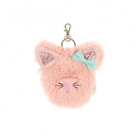 Porte-monnaie en fourrure rose Vanessa le chat