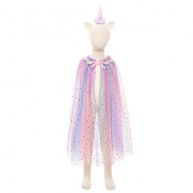 Rainbow unicorn cape with headdress - 4/6 years - Girl costume