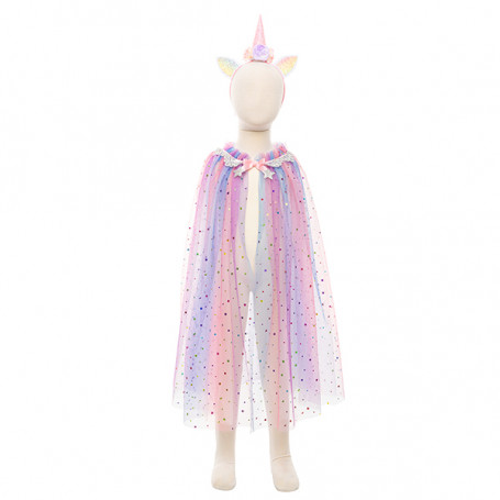 Rainbow unicorn cape with headdress - 4/6 years - Girl costume