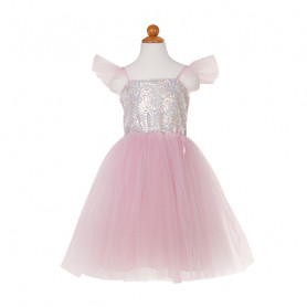 Robe de princesse argentée/rose à paillettes - Déguisement fille