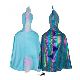 Reversible light blue unicorn/dragon cape - 5/6 years old - Child costume