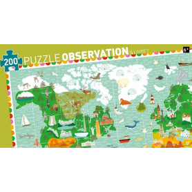 Puzzle observation Tour du monde avec livret (200 pièces)